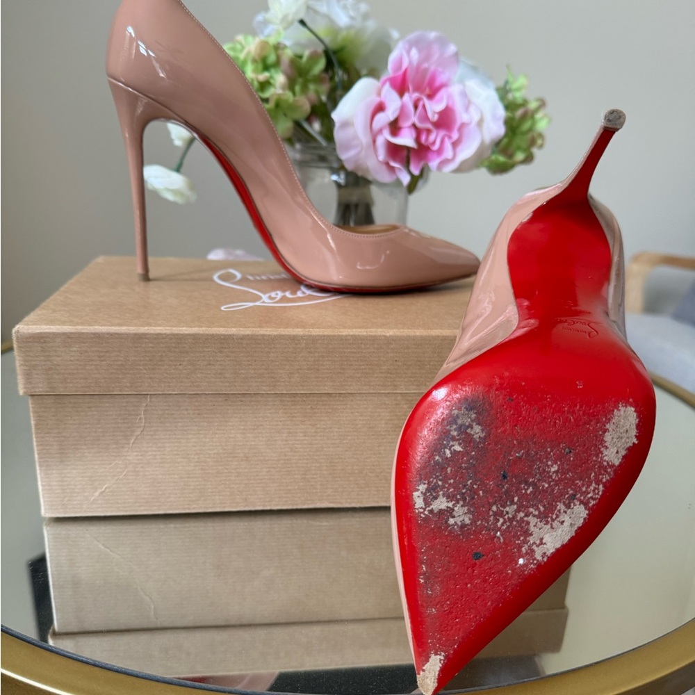 AUTHENTIC Christian Louboutin Pigalle Follies 10mm red bottom heels.